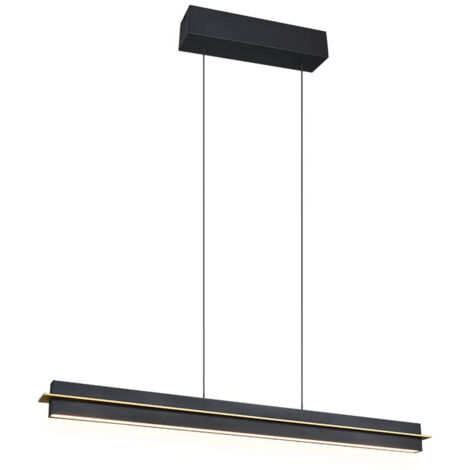 Suspension LED, plafonnier, noir, doré, tactile, dimmable, H 150 cm