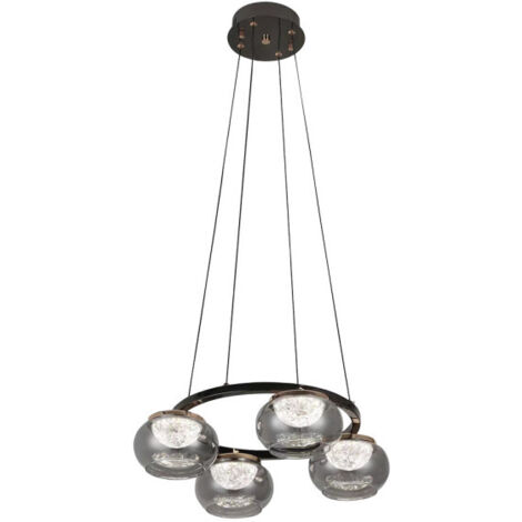 Suspension LED “Pompeya” à 4 lumières avec télécommande (28W 3CCT 2520lm) IP20 15-160x48x48cm couleur noire