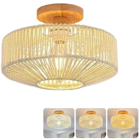 Suspension LED pour salon, éclairage tricolore, plafonnier en rotin, applique murale semi-encastrée, convient pour la salle à manger et la chambre.