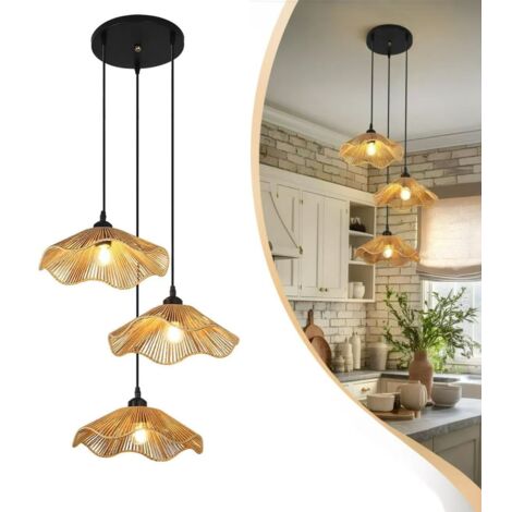 Suspension LED rétro, lumière chaude, plafonnier encastré moderne, applique murale en rotin, idéale pour les chambres et les salles à manger.