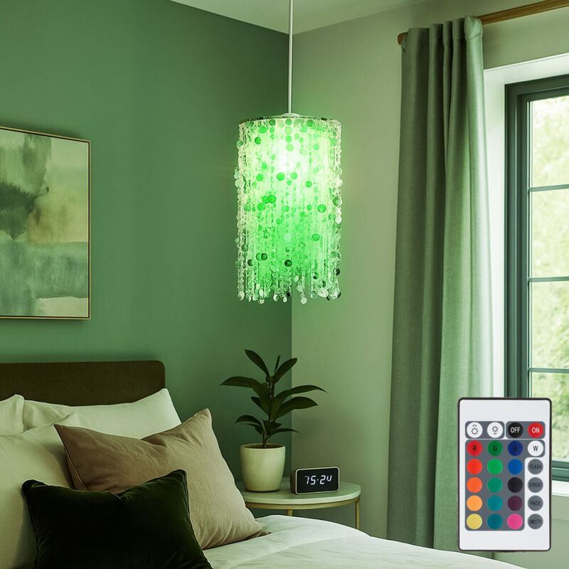 Etc-shop - Plafonnier suspendu dimmable filles enfants télécommande lampe argent avec ampoules led rvb