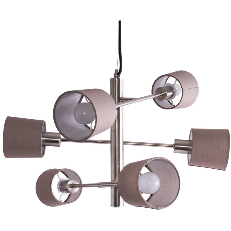 Etc-shop - Plafonnier design suspension textile salon taupe dans un ensemble comprenant des ampoules LED RGB