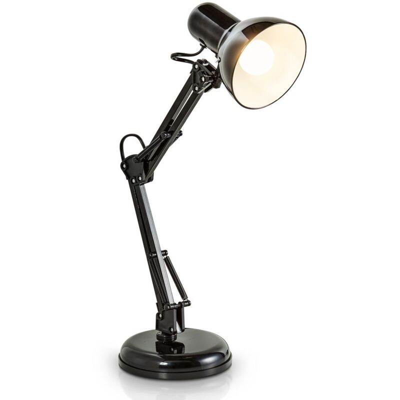 B.K.Licht lampe de bureau/table LED rétro, LED halogène éclairage de chevet métal avec articulation, lampe de lecture, E14, sans illuminant, Noir B.K.Licht lampe de bureau/table LED rétro, LED halogène éclairage de chevet métal avec articulation, lampe de lecture, E14, sans illuminant, Noir