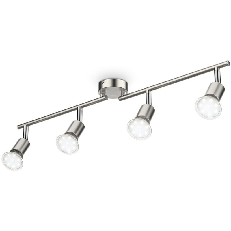 B.k.licht - plafonnier led dinterieur 4 spots pivotants & orientables, 4 ampoules led 2,9W GU10, barre spots plafond salon salle à manger cuisine B.k.licht - plafonnier led dinterieur 4 spots pivotants & orientables, 4 ampoules led 2,9W GU10, barre spots plafond salon salle à manger cuisine