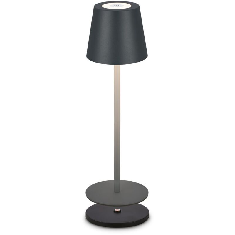 B.k.licht - Lampe de table led sans fil IP44, à intensité variable, tactile, sans fil, protection contre les éclaboussures, anthracite, Ø12 x 36 cm B.k.licht - Lampe de table led sans fil IP44, à intensité variable, tactile, sans fil, protection contre les éclaboussures, anthracite, Ø12 x 36 cm