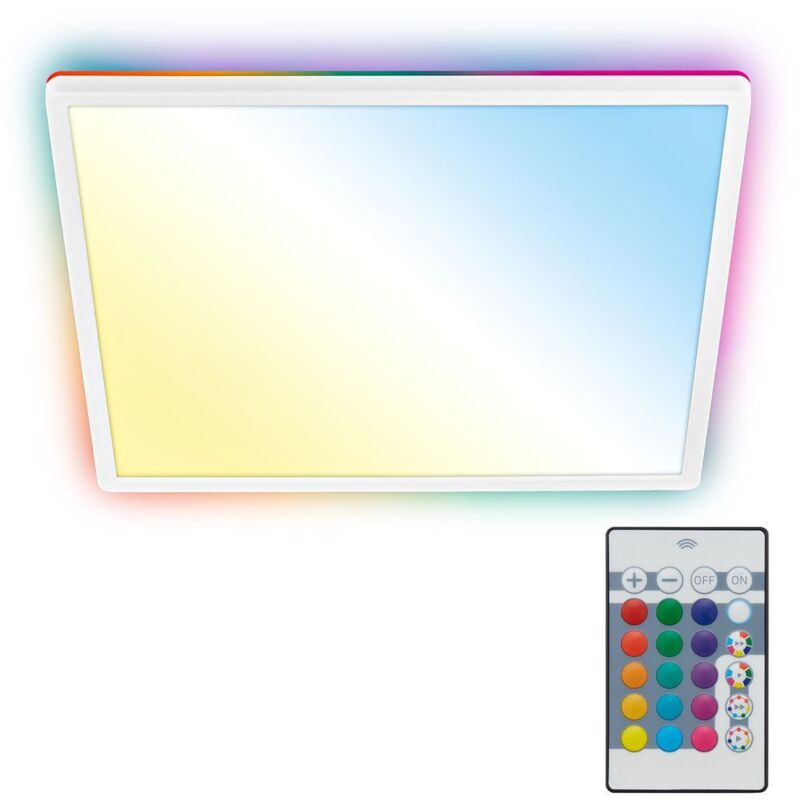 B.k.licht - Magic Plafonnier led plat, rétroéclairage rgbic, télécommande, variateur, plat, blanc, 42 x 42 x 3 cm