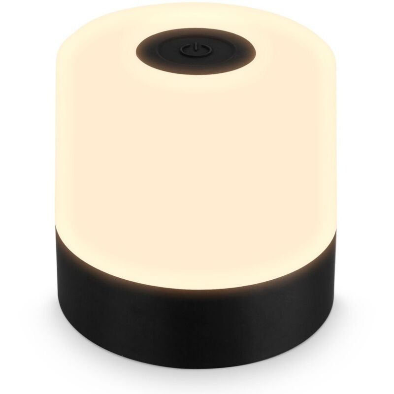 B.k.licht - Mini lampe de table led sans fil IP44, à intensité variable, tactile, sans fil, batterie, protection contre les éclaboussures, noir, Ø7 x B.k.licht - Mini lampe de table led sans fil IP44, à intensité variable, tactile, sans fil, batterie, protection contre les éclaboussures, noir, Ø7 x