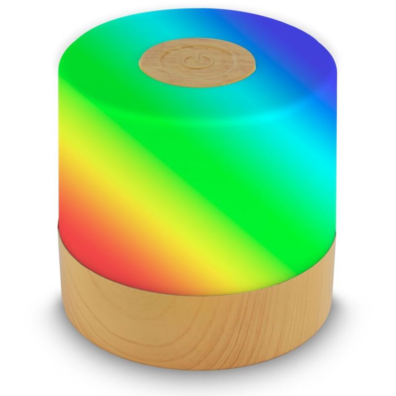 B.K.Licht LED Desk Light Table Lamp Rechargeable Cordless RGBW IP44 Wood Effect in Beige
