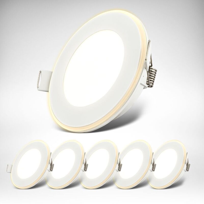 B.k.licht - Lot de 6 spots led encastrables 230V,fonction veilleuse, surfaces/anneaux commutables séparément,fonction mémoire,lumière blanche