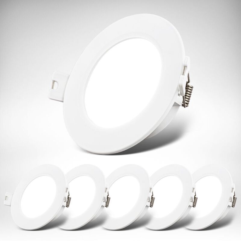 B.k.licht - Lot de 6 spots led encastrables 230V, plats, lumière blanc neutre, blanc, Ø9 x 2,8 cm B.k.licht - Lot de 6 spots led encastrables 230V, plats, lumière blanc neutre, blanc, Ø9 x 2,8 cm