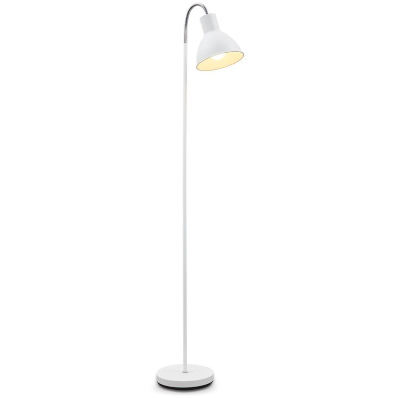B.K.Licht LED Stehlampe E27 Warmweiß Stehleuchte Industrial Design Stand-Leuchte schwenkbar Metall E27 weiß
