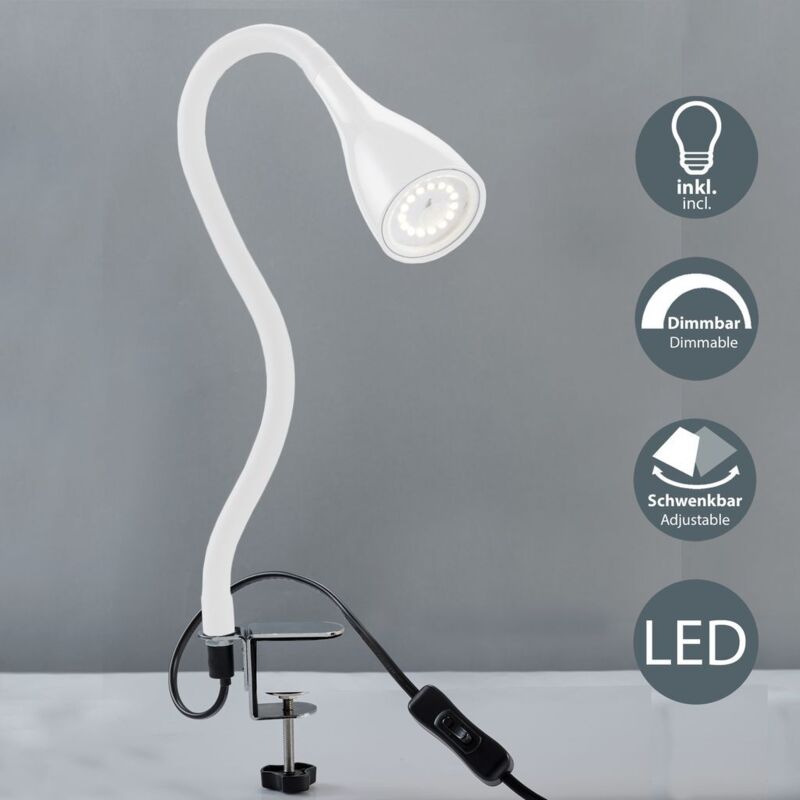 Lampe de lecture led / luminaire de chevet à pince blanche dimmable lampe de table lampe de bureau Lampe de lecture led / luminaire de chevet à pince blanche dimmable lampe de table lampe de bureau