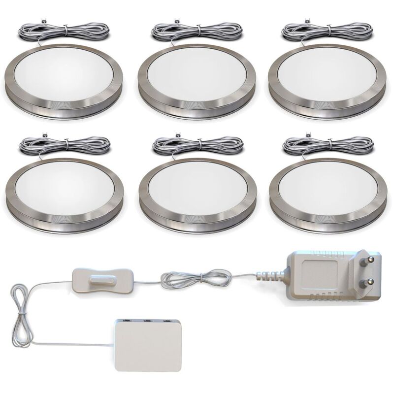 B.k.licht - 6 spots sous meuble led éclairage armoire élément cuisine spots en saillie ultra-plats