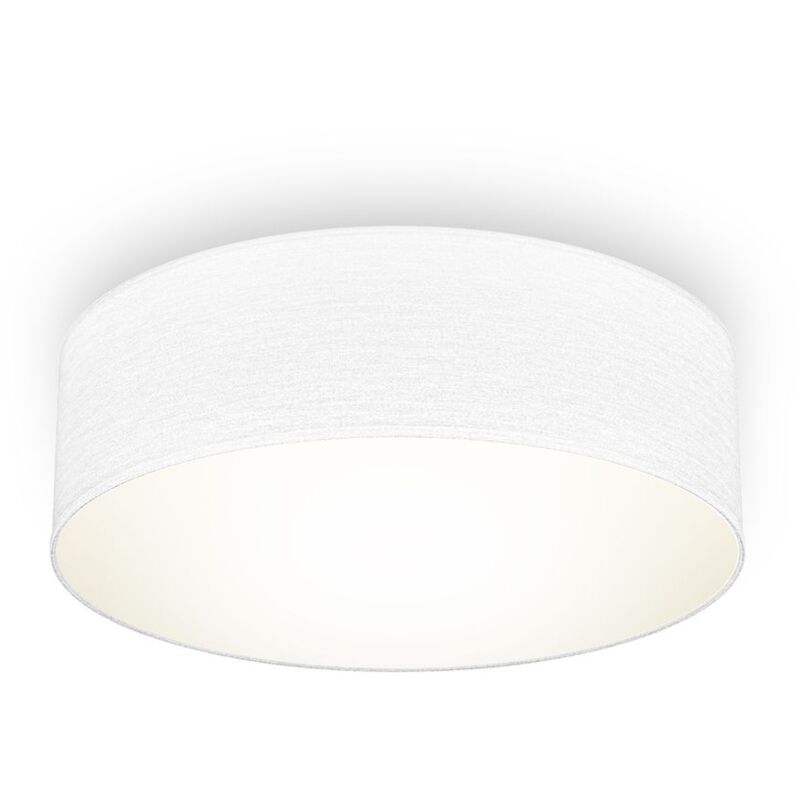 B.k.licht - plafonnier textile blanc, éclairage plafond design moderne & sobre, éclairage bureau, rond Ø30cm, douille E27, livré sans ampoule