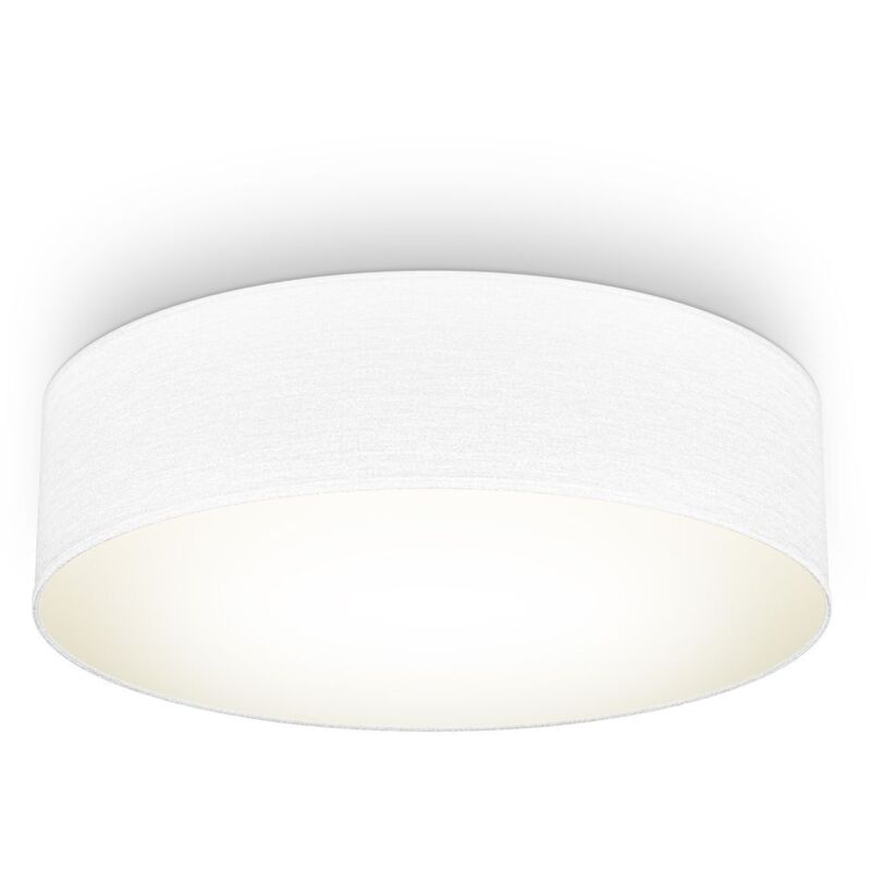 B.k.licht - plafonnier textile blanc, éclairage plafond design moderne & sobre, éclairage bureau, rond Ø38cm, 2 douilles E27, livré sans ampoules