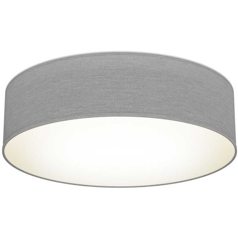B.k.licht - plafonnier textile couleur taupe, éclairage plafond design moderne & sobre, éclairage bureau, rond Ø38cm, 2 douilles E27,livré sans