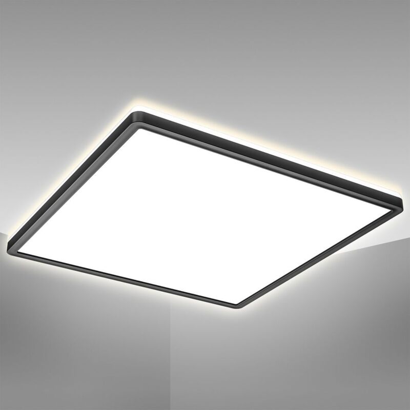 B.k.licht - Plafonnier dinterieur led extra plat 29mm avec rétroéclairage indirect, platine led 22W intégrée, 3000Lm, lumière blanche neutre 4000K,