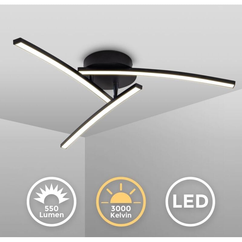 B.k.licht - Plafonnier 60x60 cm - 15W, 1650lm, led, blanc chaud, noir