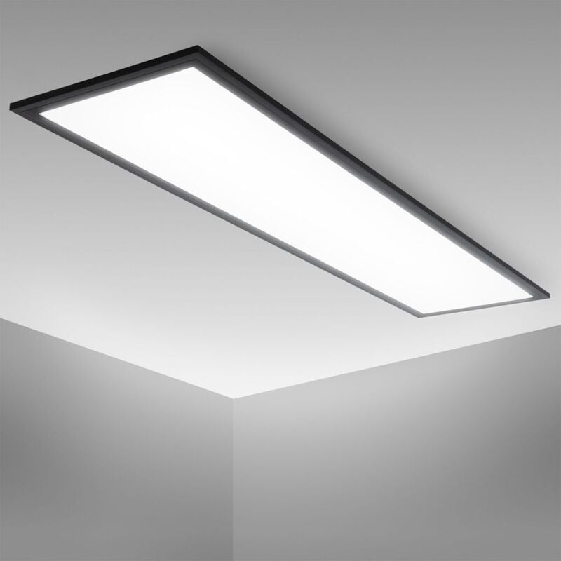 B.k.licht - Panneau led i 1 mètre i lumière blanche neutre 4.000 k i 22 Watt i 2.200 Lumen i cadre noir i 1000x250x65 mm
