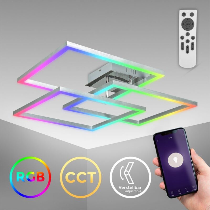 B.k.licht - Plafonnier led moderne, connecté WiFi i App et télécommande i dimmable i cct i rvb i commande vocale i compatible iOS & Android 4800 lm