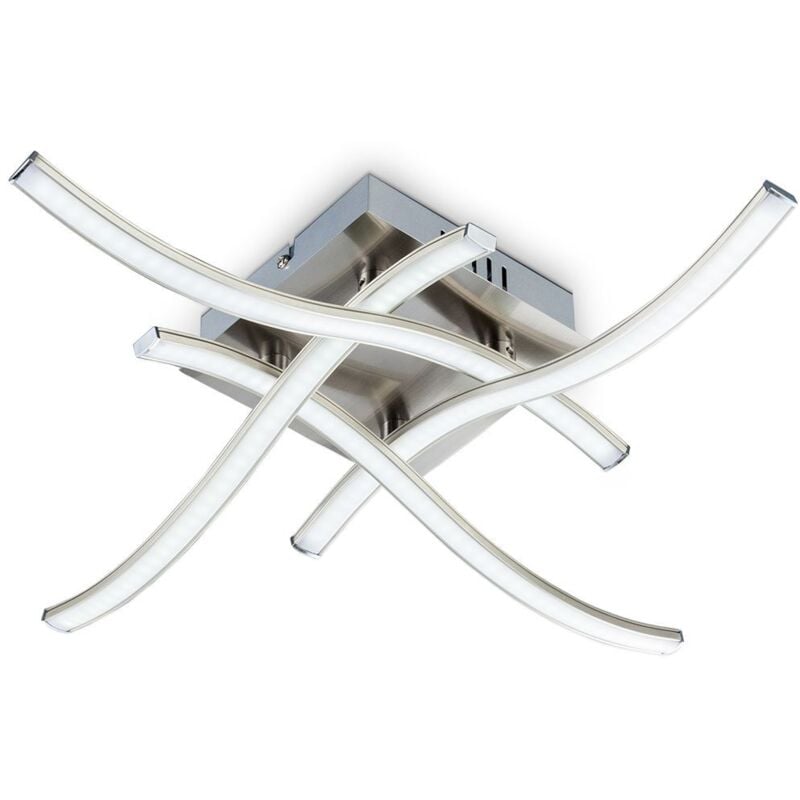 B.k.licht - Plafonnier led design 4 led lustre plafond moderne éclairage salon nickel-mate