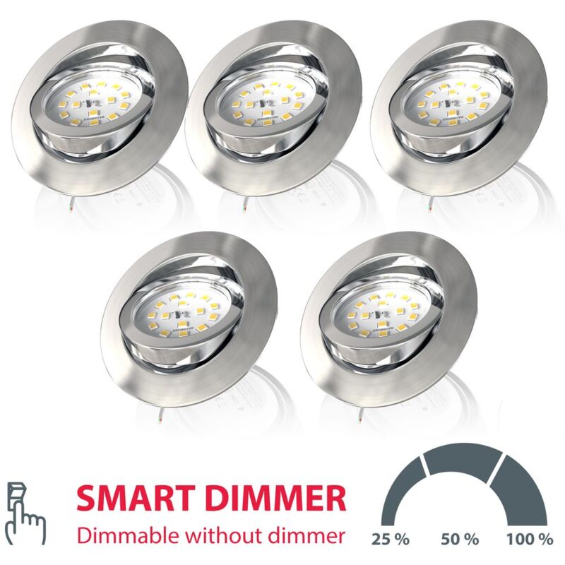 B.K.Licht lot de 5 spots LED encastrables orientables dimmables, platines LED 5.5W intégrées, 470Lm par spot, éclairage plafond, ultra plat -30mm,