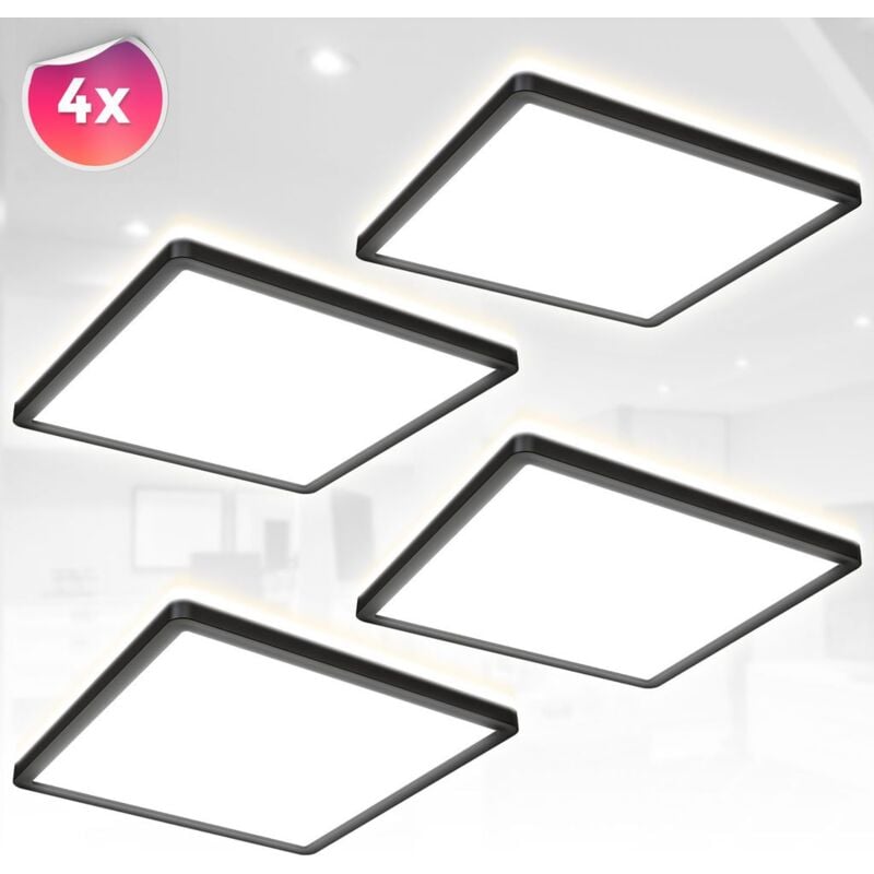 4x LED Plafonnier Panneau indirect ultra-plat Plafonnier Salon Couloir Noir LOT de 4