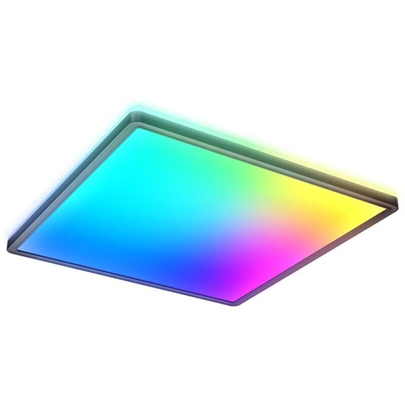 Plafonnier led rgb Panneau led ultraplat Changement de couleur Plafonnier rgbw à intensité variable Éclairage indirect Télécommande Noir