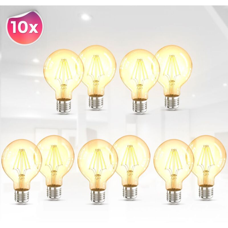Lot de 10 ampoules led Filament Lampe industrielle vintage E27 Ampoule rétro G80 4W