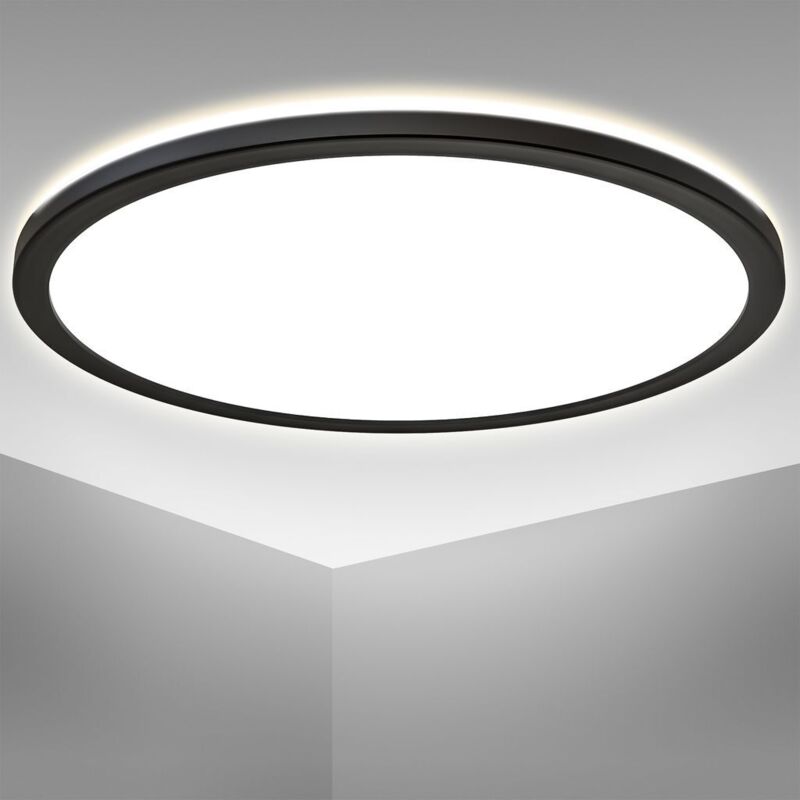 B.k.licht - Plafonnier led extra plat 29mm avec rétroéclairage indirect, platine led 22W intégrée, 3000Lm, lumière blanche neutre 4000K, éclairage