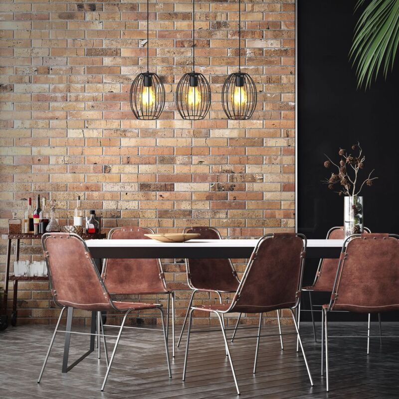 I suspension 3 paniers métalliques i douilles E27 i 700x175x1120 mm i sans ampoules i noir - B.k.licht