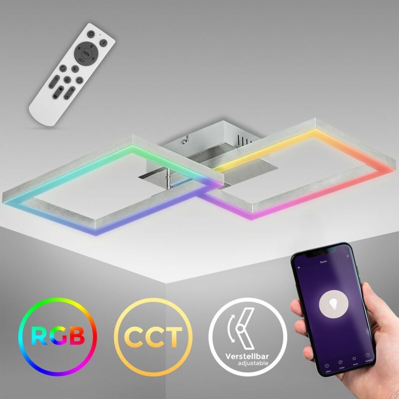 Plafonnier LED connecté WiFi App télécommande dimmable CCT RGB commande vocale compatible iOS & Android