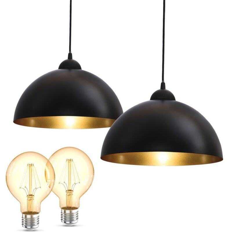 B.k.licht - Suspension design noir et or Suspension cuisine ampoules E27 incluses