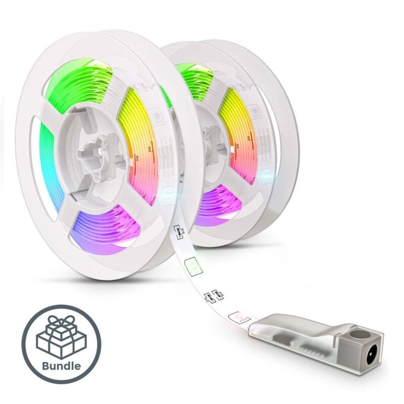 B.k.licht - Ruban led 6m, rvb, télécommande, autocollant, changement de couleur, raccourcissable, ruban lumineux, éclairage décoratif pour chambre,