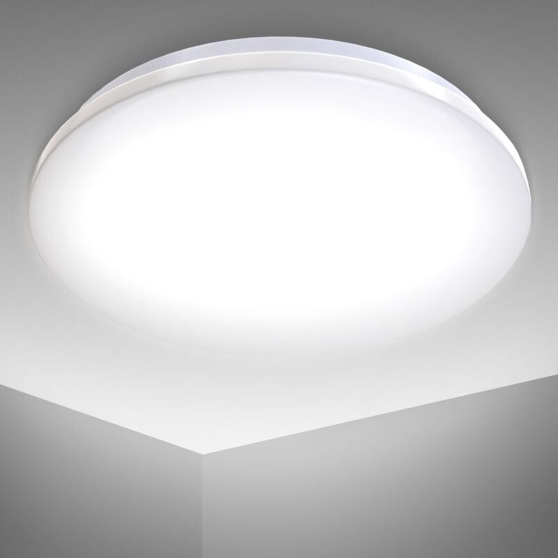 B.k.licht - Plafonnier led salle de bain, platine led 12W intégrée, 1200lm, éclairage pièces humides, IP44, blanc neutre 4000K, 230V, ø 280mm