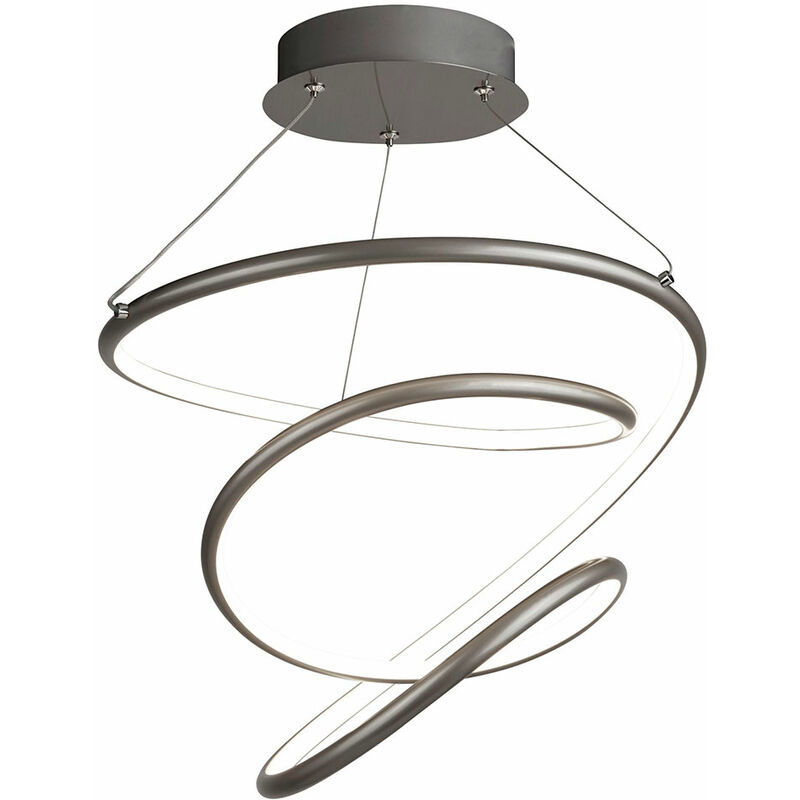 Search Light - Suspension LED plafonnier en spirale suspension réglable en hauteur dimmable argent Searchlight light_7341SS