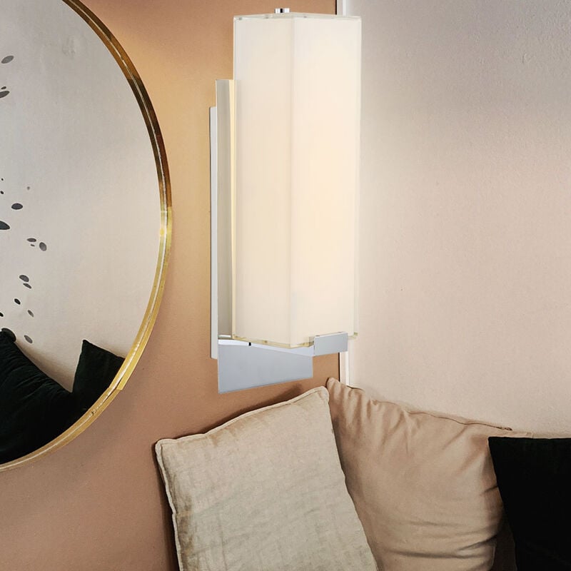 Applique LED salle à manger verre clair chrome spot cuisine satiné