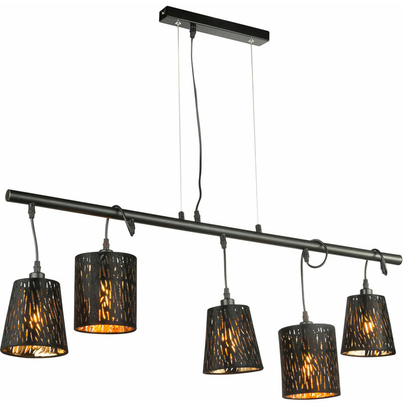 Etc-shop - Plafonnier pendule chambre textile suspension lampe or dans un ensemble comprenant des ampoules LED