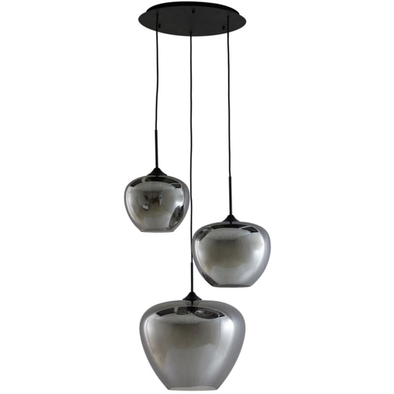 Light&living - suspension - Mayson - noir - verre verre fumé -
