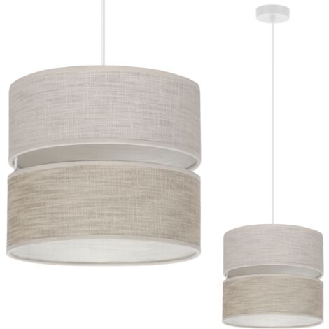 SUSPENSION LIN DUO BLANC 1 PLATEAU ABAT-JOUR BEIGE CLAIR - BEIGE L06 20CM