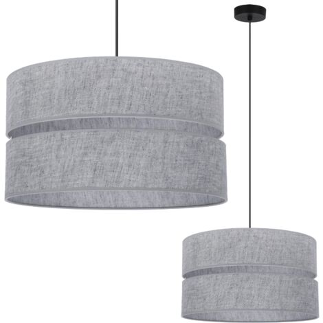 SUSPENSION LINEN DUO NOIRE 1 PLATEAU ABAT-JOUR GRIS L04 40CM