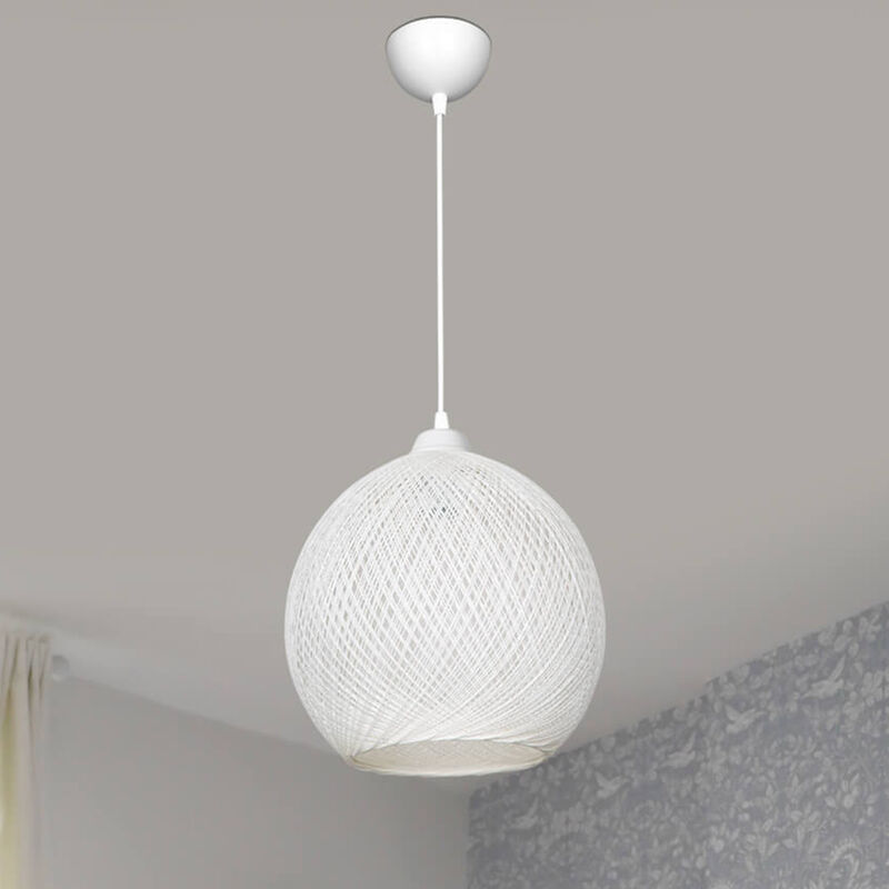Lux.pro - Suspension Lisburn corde de jute hauteur 65 cm E27 blanc [ ]
