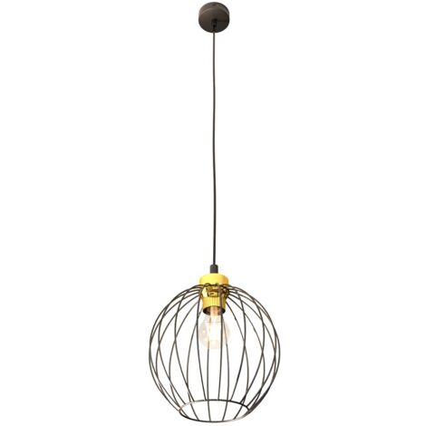Suspension loft boule métal noir/or réglable E27 Emibig