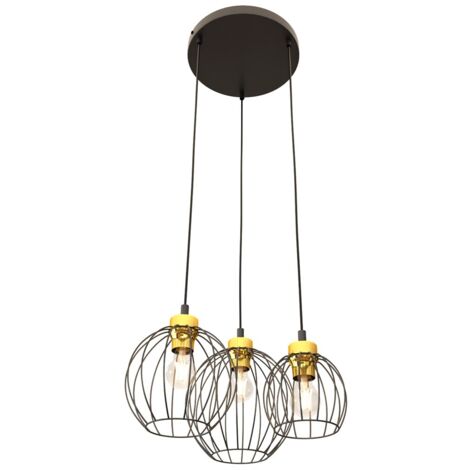 Suspension loft Emibig NANDO 3 boules noir-or Ø30 E27