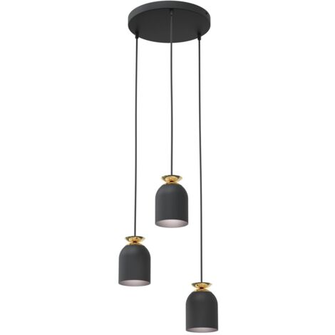 Suspension loft industrielle noire/or 3xE27 15W Target Emibig