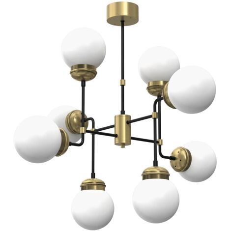 Suspension loft Luminex Hydro 8xE14 boules verre blanc