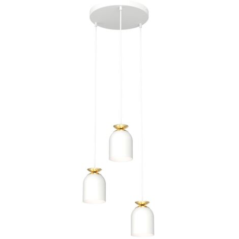 Suspension loft métal blanche/or 3xE27 15W TARGET Emibig