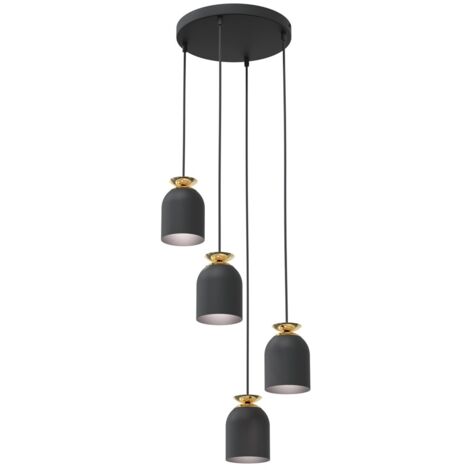 Suspension loft métal noire/or 4xE27 15W Target Emibig