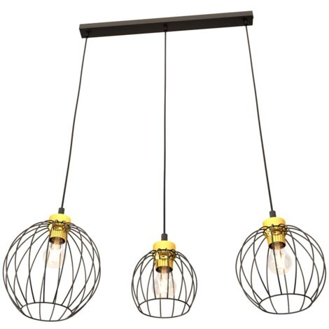 Suspension loft noir/or 3 globes E27 réglable Emibig