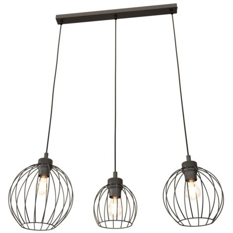Suspension loft noire barre 3 globes réglable NANDO E27